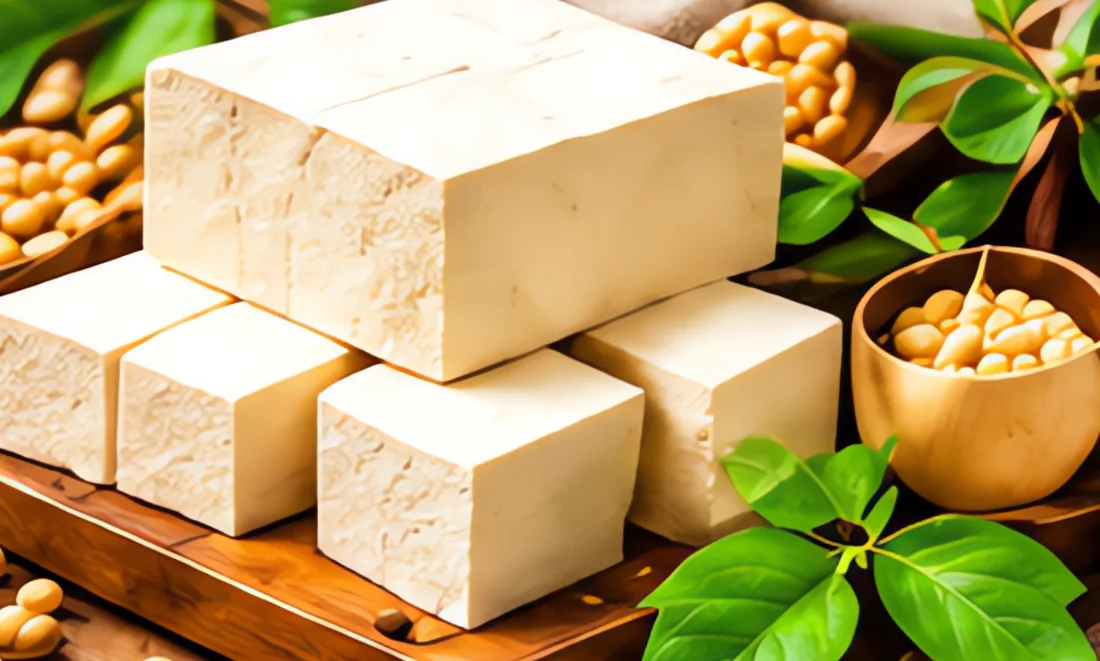 Đĩa đậu hũ sốt nấm đông cô sánh bóng, viền cải thìa xanh