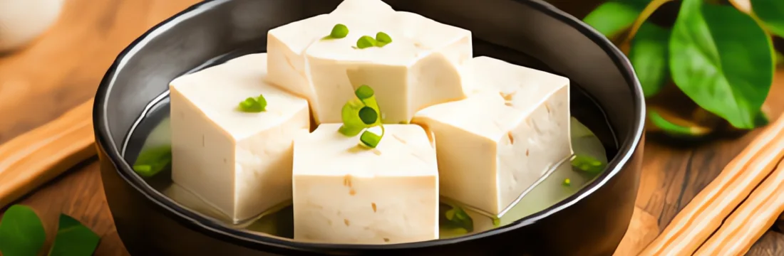 Đậu hũ tươi ngâm nước trong hộp thủy tinh đặt ở ngăn mát tủ lạnh