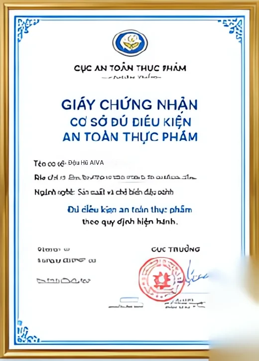 Giấy chứng nhận cơ sở đủ điều kiện an toàn thực phẩm